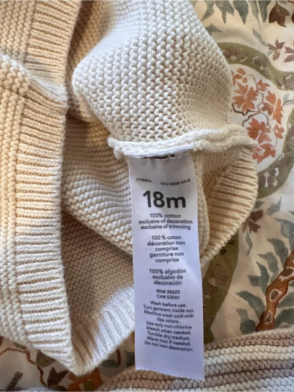 Carter's Cream Knit Bear Sweater & Striped Pants Set